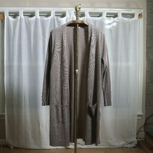 Retrology Beige Tan Long Open Front Cardigan Sweater